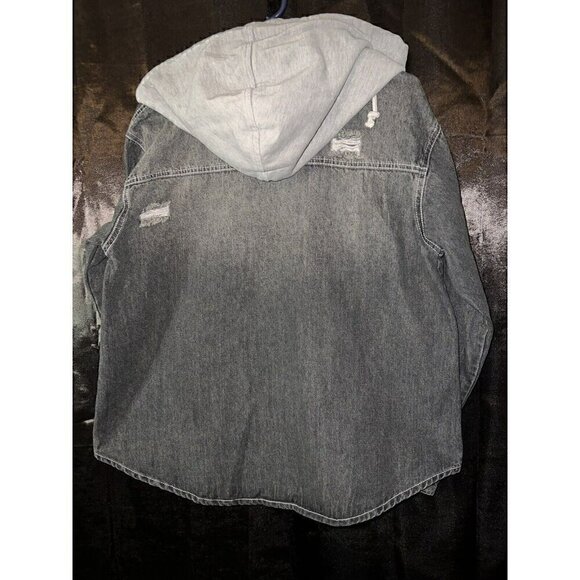 Easel Black Denim Distressed Jean Jacket - Picture 3 of 5